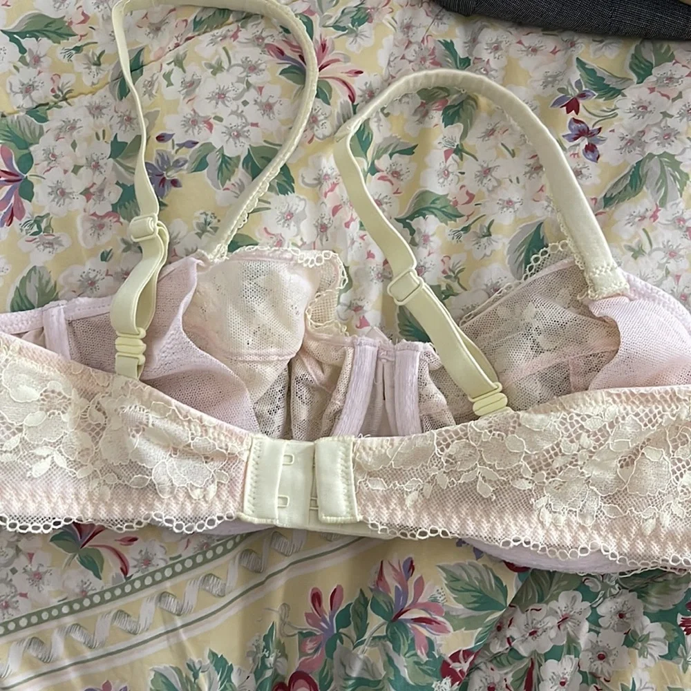 Victoria’s Secret Yellow Floral Lace Underwire Demi Bra Sheer Romantic 36C